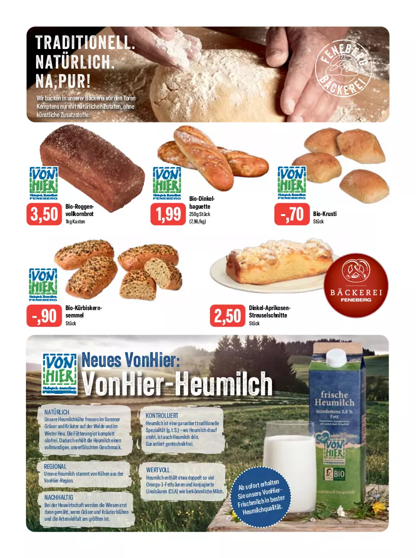 Aktueller Prospekt Feneberg - Prospekte - von 29.06 bis 01.07.2023 - strona 5 - produkty: aprikose, aprikosen, baguette, bio, brot, elle, ente, erde, Heu, heumilch, korn, Kornbrot, kräuter, Kürbis, mac, milch, omega, Omega-3, Semmel, Spezi, Ti, trolli, vollkornbrot