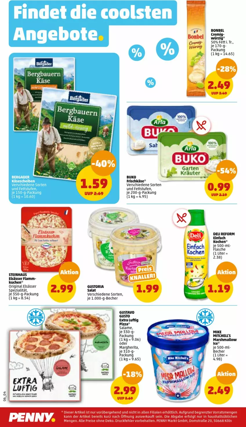 Aktueller Prospekt Penny - Prospekte - von 17.07 bis 22.07.2023 - strona 6 - produkty: angebot, angebote, auer, Bau, Bauer, Becher, bergader, Buko, deli reform, eis, flasche, frischkäse, gin, Käse, käsescheiben, kräuter, kuchen, lamm, LG, margherita, mars, pizza, reis, Ria, salat, Spezi, steinhaus, Ti, ZTE