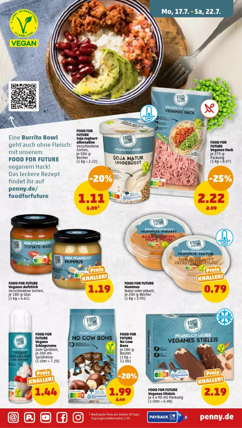 Aktueller Prospekt Penny - Prospekte - von 17.07 bis 22.07.2023 - strona 9 - produkty: aufstrich, Becher, creme, eis, fleisch, hummus, natur, rezept, stieleis, Ti