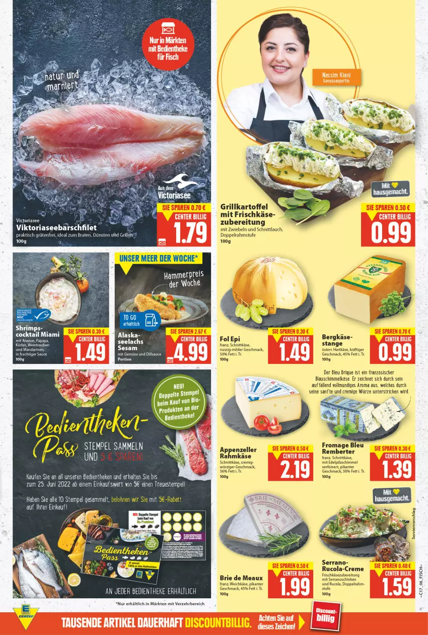 Aktueller Prospekt E Center - Angebote der Woche - von 25.04 bis 30.04.2022 - strona 6 - produkty: ananas, Bergkäse, bio, braten, brie, cocktail, cola, creme, doppelrahmstufe, filet, fisch, fol epi, frischkäse, frischkäsezubereitung, frucht, grill, hartkäse, ideal zum braten, kartoffel, Käse, Kürbis, lachs, mac, mandarine, mandarinen, mit gemüse, mit zwiebeln, nuss, Papaya, Ria, rucola, sauce, schinken, schnittkäse, schnittlauch, serrano, sesam, Ti, tisch, trauben, weichkäse, wein, zwiebel, zwiebeln