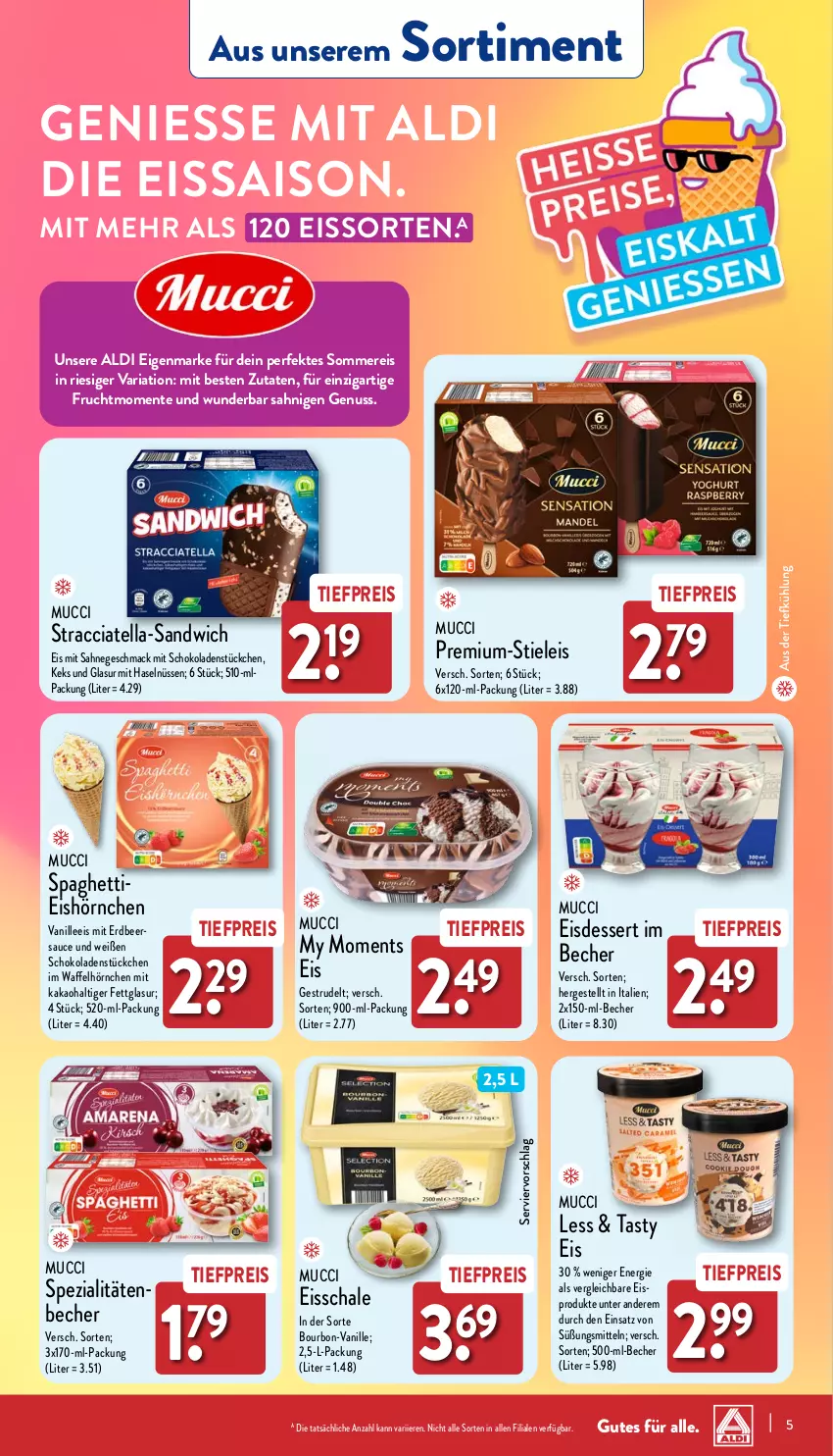 Aktueller Prospekt Aldi Nord - Von Montag - von 21.08 bis 26.08.2023 - strona 5 - produkty: ACC, aldi, aus der tiefkühlung, Becher, bourbon, dessert, eis, ente, frucht, hörnchen, kakao, keks, mac, nuss, reis, Ria, sahne, sandwich, sauce, Schal, Schale, schoko, schokolade, schokoladen, spaghetti, Spezi, stieleis, Strudel, Ti, tiefpreis, vanille, Waffelhörnchen