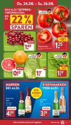 Gazetka promocyjna Aldi Nord - Von Montag - Gazetka - ważna od 26.08 do 26.08.2023 - strona 21 - produkty: aldi, angebot, angebote, bohne, bohnen, eis, flasche, grapefruit, reis, rispentomaten, rotkäppchen, Schal, Schale, sekt, spitzkohl, tafeltrauben, Ti, tiefpreis, tomate, tomaten, trauben