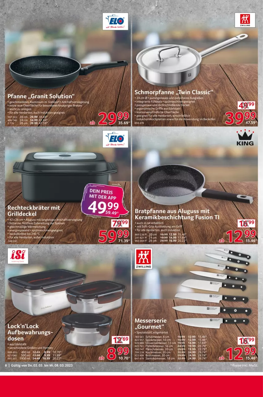 Aktueller Prospekt Selgros - Nonfood - von 02.03 bis 08.03.2023 - strona 6 - produkty: backofen, braten, bratpfanne, brot, decke, Deckel, edelstahl, eis, fleisch, grill, herdarten, HP, Kochplatten, latte, messer, Ofen, pfanne, Rechteckbräter, schmorpfanne, Spezi, spülmaschinen, tee, Ti