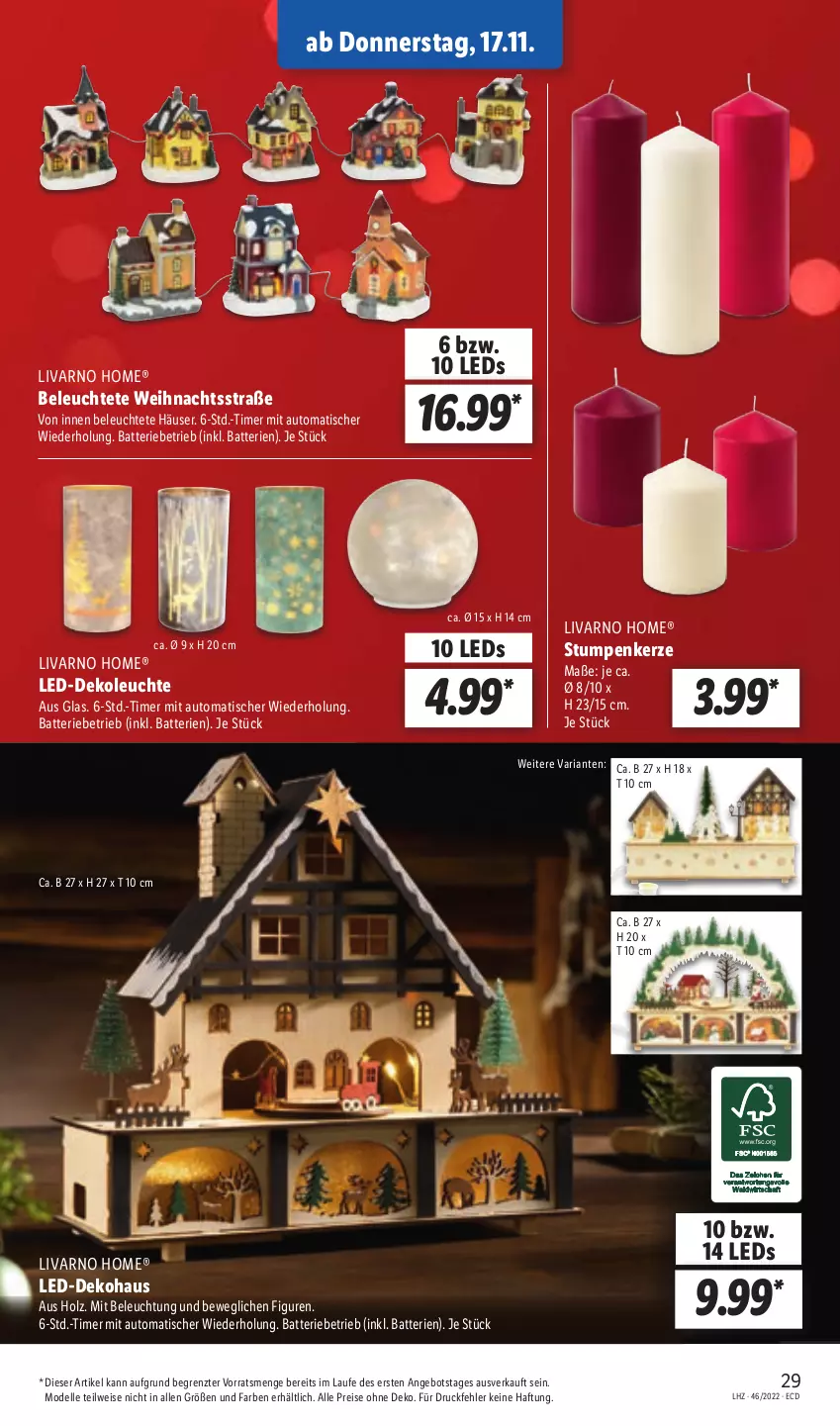 Aktueller Prospekt Lidl - Aktionsprospekt - von 14.11 bis 19.11.2022 - strona 33 - produkty: angebot, auto, batterie, batterien, beleuchtung, Dekoleuchte, dell, eis, elle, Holz, kerze, LED-Dekoleuchte, leds, Leuchte, Mode, reis, Ria, Ti, timer, tisch, ZTE