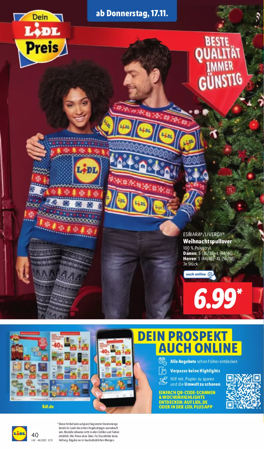 Aktueller Prospekt Lidl - Aktionsprospekt - von 14.11 bis 19.11.2022 - strona 46 - produkty: angebot, angebote, decke, dell, eis, elle, esmara, livergy, Mode, papier, Pullover, reis, Ti, ZTE