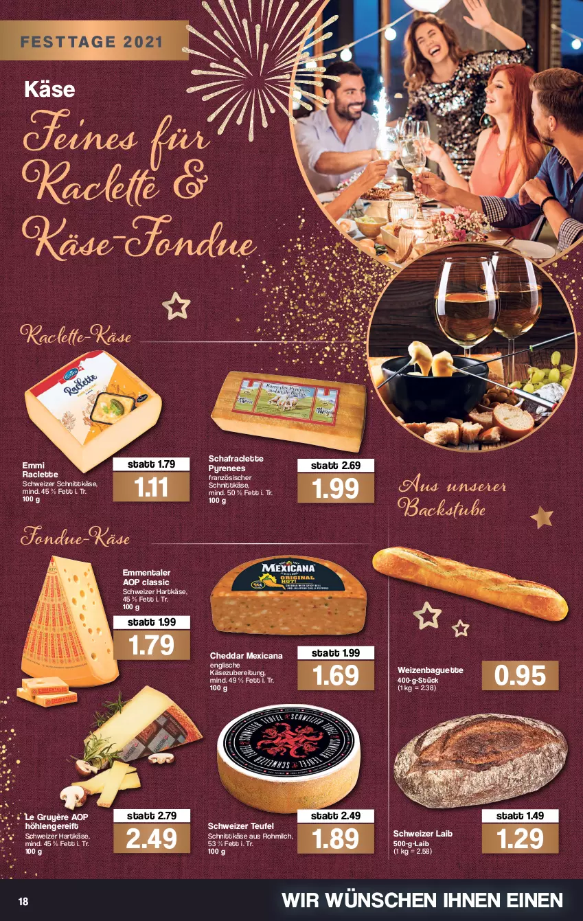 Aktueller Prospekt Famila - Prospekte - von 27.12 bis 31.12.2021 - strona 20 - produkty: baguette, cheddar, emmentaler, emmi, Fondue, hartkäse, Käse, milch, schnittkäse, schweizer hartkäse, schweizer schnittkäse, stube