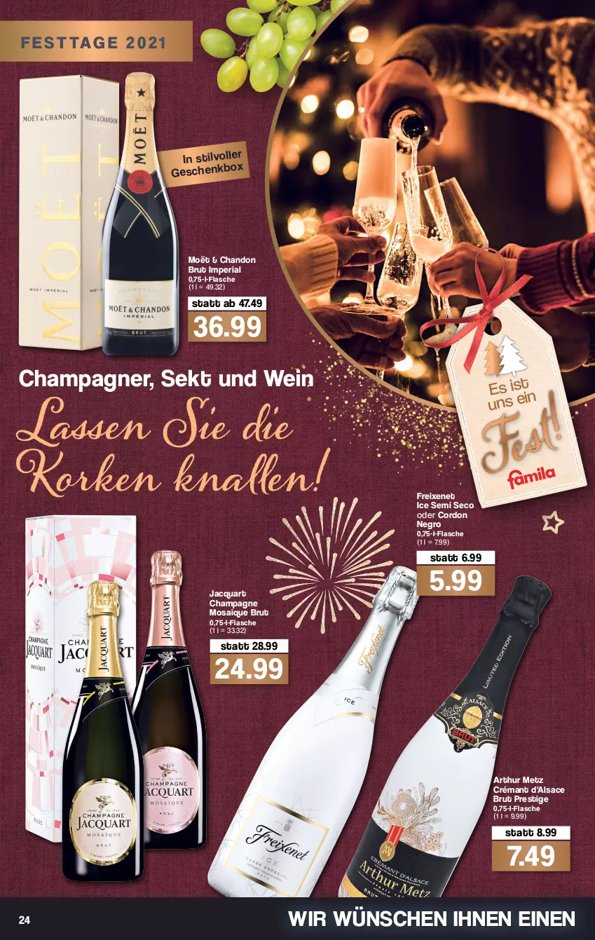 Aktueller Prospekt Famila - Prospekte - von 27.12 bis 31.12.2021 - strona 26 - produkty: brut, champagne, champagner, flasche, freixenet, Ria, sac, sekt, Ti, wein