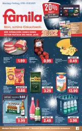 Gazetka promocyjna Famila - Prospekte - Gazetka - ważna od 31.12 do 31.12.2021 - strona 1 - produkty: Alwa, angebot, angebote, beef, beutel, bockwurst, chips, crunchips, decke, Deckel, dell, ecco, edelstahl, eis, elle, ente, flasche, frucht, fruchtsecco, gasgrill, gouda, gouda jung, grill, grillrost, holländischer schnittkäse, Holz, jacobs, jacobs krönung, Käse, latte, lorenz, lorenz crunchips, meica, mineralwasser, Mode, oder rumpsteak, pils, pilsener, Pommels, reis, rind, roastbeef, Romatomaten, rotkäppchen, rum, rumpsteak, Schal, Schale, schnittkäse, sekt, steak, teller, Ti, tomate, tomaten, veltins, veltins pilsener, vilsa, wasser, wurst