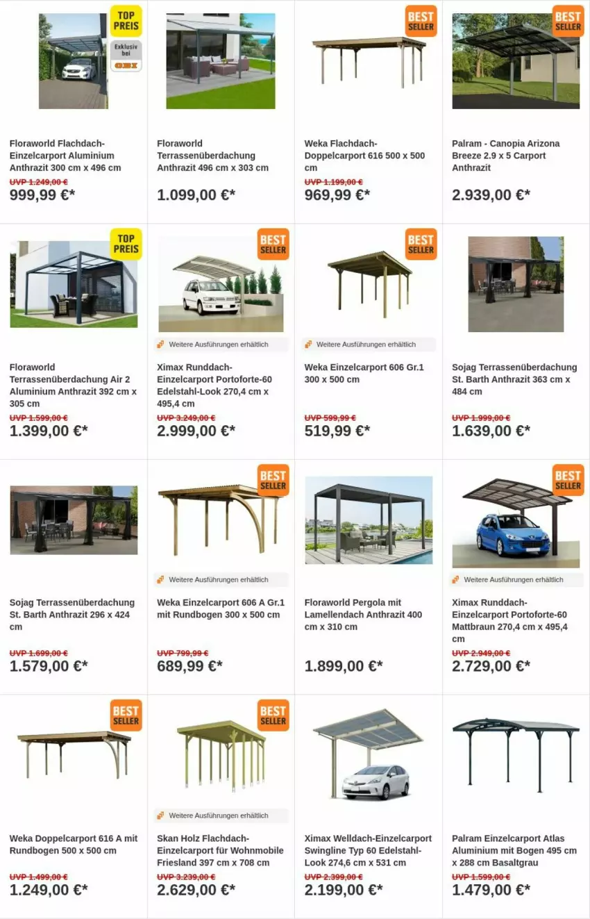 Aktueller Prospekt Obi - Prospekte - von 10.09 bis 18.09.2024 - strona 2 - produkty: braun, bree, Carport, edelstahl, elle, Holz, soja, Terrassenüberdachung, weka