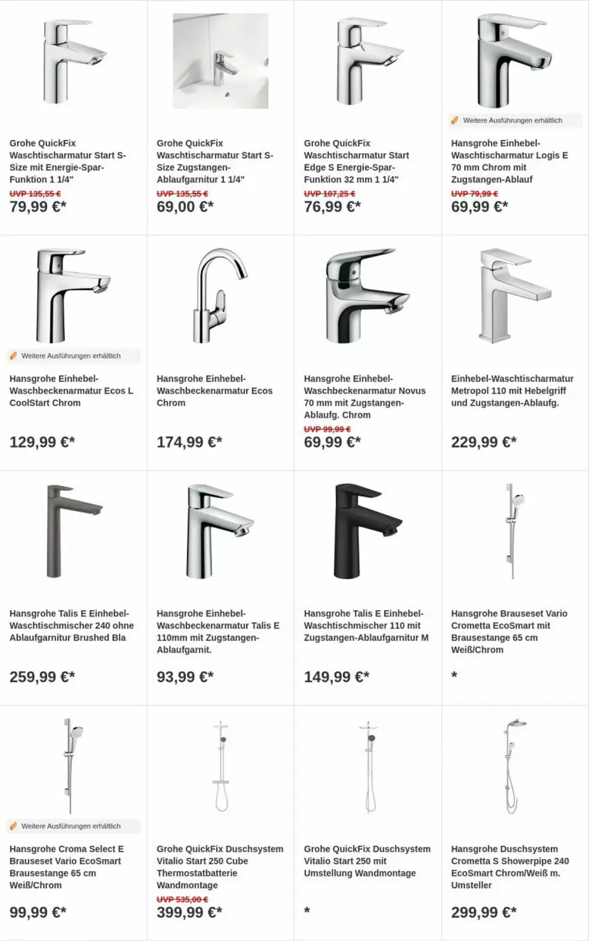 Aktueller Prospekt Obi - Prospekte - von 10.09 bis 18.09.2024 - strona 6 - produkty: armatur, batterie, brause, elle, garnitur, grohe, hansgrohe, LG, Metro, Mett, teller, thermostat, Ti, tisch, vita, waschbecken, waschtisch, waschtischarmatur