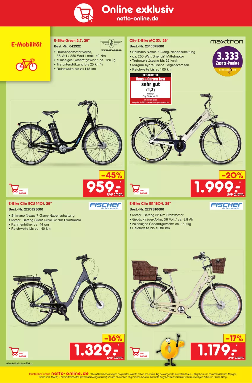 Aktueller Prospekt Netto Marken-Discount - Filial-Angebote - von 17.04 bis 22.04.2023 - strona 42 - produkty: akku, angebot, E-Bike, E-Mobilität, eis, felgen, LG, ndk, nexus, reis, Schal, shimano, Ti, ZTE