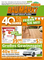 Gazetka promocyjna  - Prospekt für Globus Baumarkt  Achern - Gazetka - ważna od 09.04 do 09.04.2022 - strona 1 - produkty: auer, Bau, Brei, Edelweiss, eimer, eis, erde, gewinnspiel, globus fachmärkte, kraft, pril, reis, Spiele, Ti