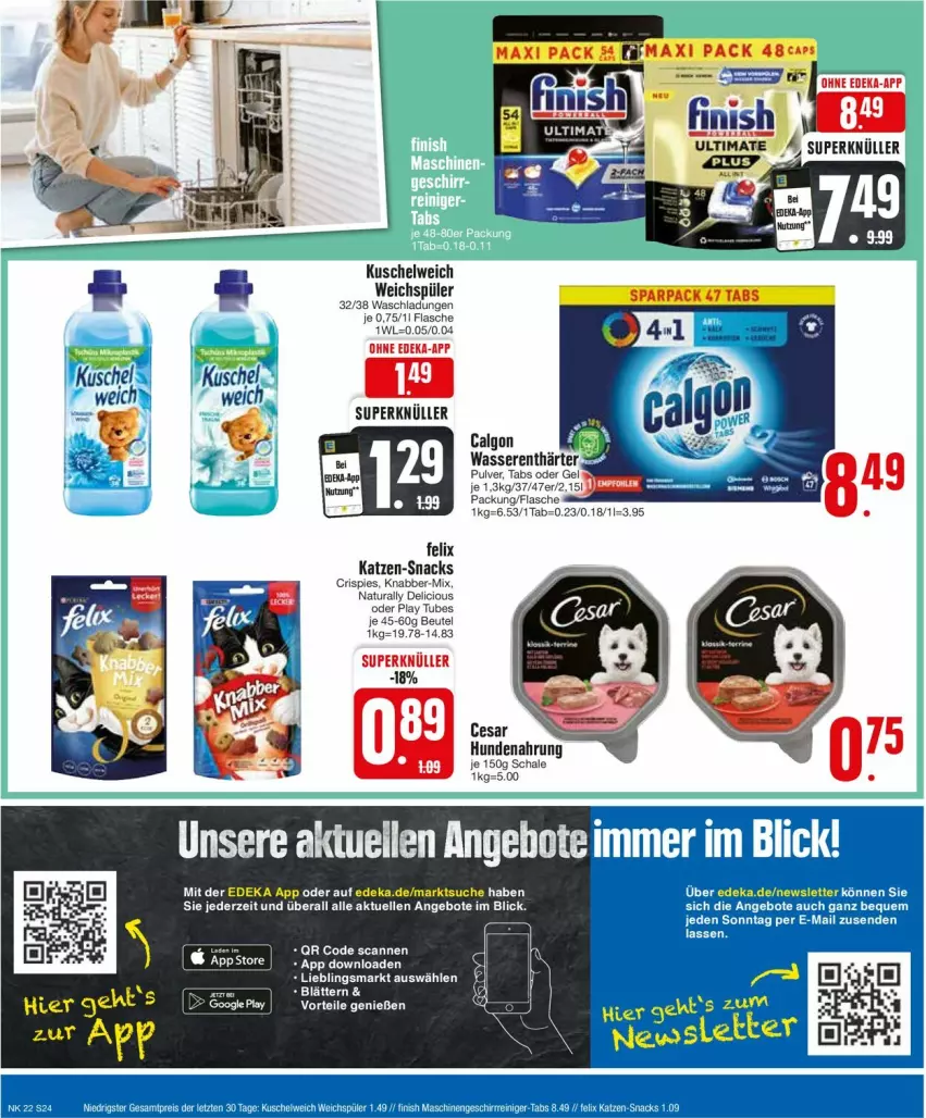 Aktueller Prospekt Edeka - Prospekte - von 27.05 bis 01.06.2024 - strona 24 - produkty: angebot, angebote, beutel, deka, elle, felix, flasche, hundenahrung, Kuschelweich, natur, natura, Schal, Schale, snack, snacks, weichspüler