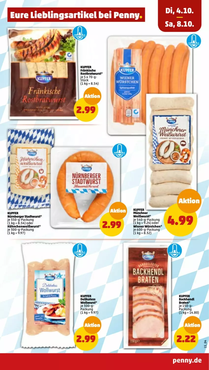 Aktueller Prospekt Penny - Prospekte - von 03.10 bis 08.10.2022 - strona 15 - produkty: Berger, bratwurst, eis, nürnberger, rostbratwurst, Weißwurst, wiener, wiener würstchen, wurst, würstchen