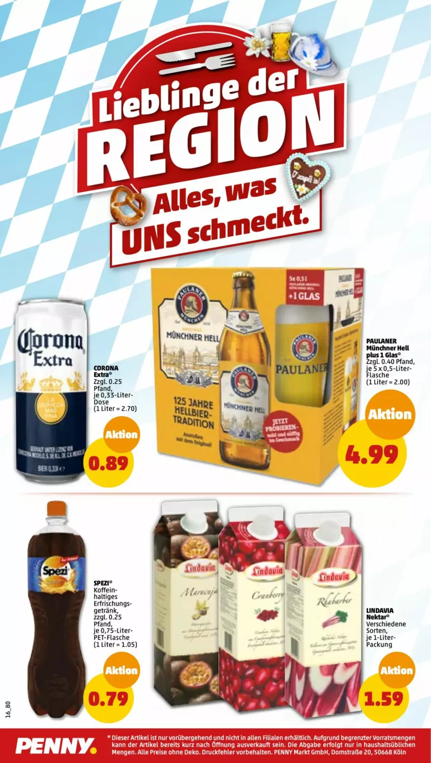 Aktueller Prospekt Penny - Prospekte - von 03.10 bis 08.10.2022 - strona 16 - produkty: corona, eis, flasche, getränk, LG, Nektar, Paula, paulaner, pet-flasche, reis, Spezi, Ti, ZTE