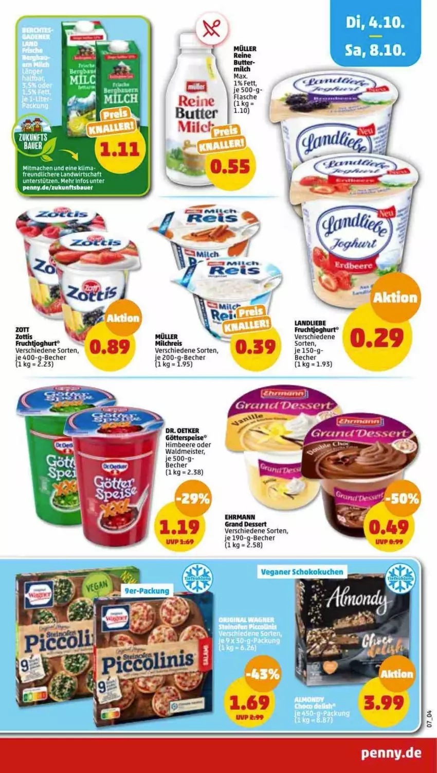 Aktueller Prospekt Penny - Prospekte - von 03.10 bis 08.10.2022 - strona 7 - produkty: Becher, beere, cin, ehrmann, eier, eis, flasche, frucht, fruchtjoghurt, götterspeise, himbeer, himbeere, joghur, joghurt, landliebe, Meister, milch, milchreis, reis, waldmeister