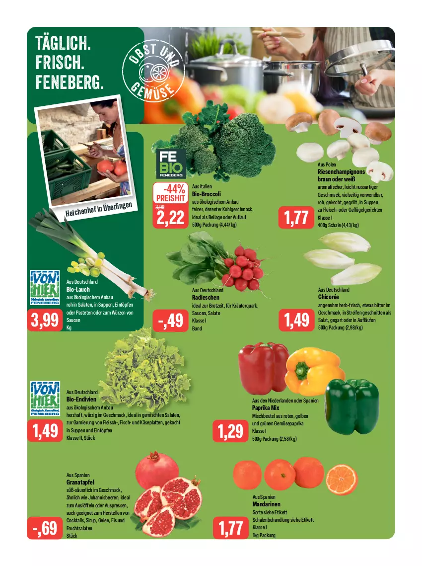 Aktueller Prospekt Feneberg - Prospekte - von 26.10 bis 28.10.2023 - strona 7 - produkty: apfel, Bau, beere, beeren, beutel, bio, braun, broccoli, brot, champignon, champignons, champignons braun, cocktail, cocktails, eintöpfe, eis, elle, ente, fisch, fleisch, frucht, garnier, Geflügel, gelee, grana, granatapfel, grill, ilag, johannisbeere, Johannisbeeren, Käse, kräuter, latte, LG, Löffel, mac, mandarine, mandarinen, nuss, paprika, paprika mix, pastete, quark, radieschen, Rana, reifen, reis, rwe, salat, salate, sauce, saucen, Schal, Schale, schnitten, sirup, suppe, suppen, Ti, tisch