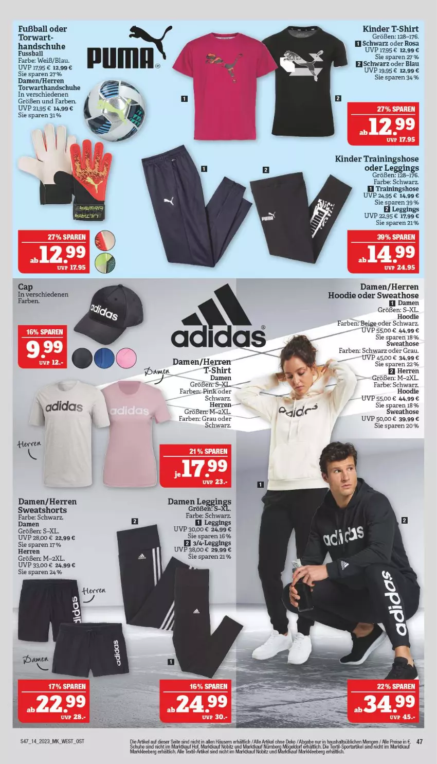 Aktueller Prospekt Marktkauf - Prospekt - von 02.04 bis 08.04.2023 - strona 47 - produkty: ball, Cap, eis, Fußball, gin, handschuhe, hose, Kinder, leggings, reis, schuhe, shirt, shorts, Sport, Sweathose, sweatshorts, T-Shirt, Ti, Trainingshose