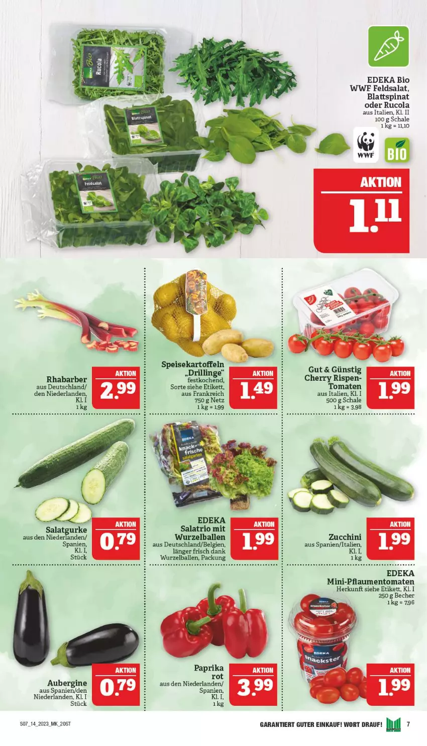 Aktueller Prospekt Marktkauf - Prospekt - von 02.04 bis 08.04.2023 - strona 7 - produkty: aubergine, ball, Becher, bio, blattspinat, cola, deka, edeka bio, eier, eis, gin, gurke, LG, paprika, pflaume, pflaumen, rhabarber, rucola, salat, Salatgurke, Schal, Schale, spinat, tee, Ti, tomate, tomaten, zucchini