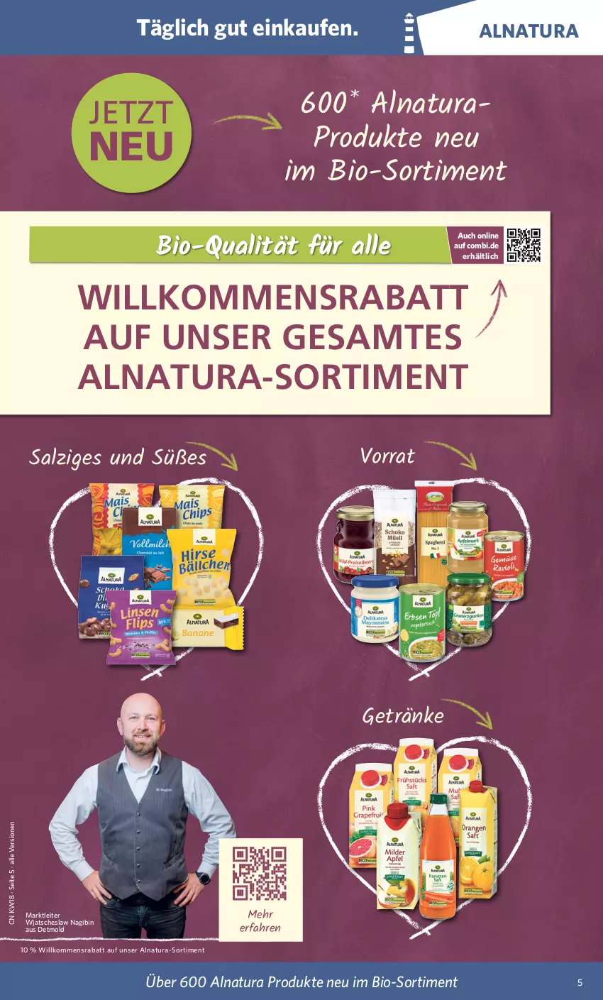 Aktueller Prospekt Combi - Prospekte - von 02.05 bis 07.05.2022 - strona 5 - produkty: bio, getränk, getränke, natur, natura, salz, Ti