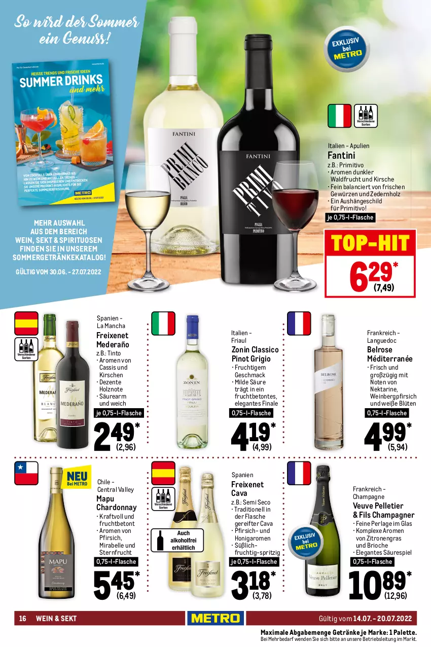 Aktueller Prospekt Metro - Food - von 14.07 bis 20.07.2022 - strona 16 - produkty: Amaretto, amaro, auto, averna, blended scotch, blended scotch whisky, Blüte, Bulldog, cassis, Cava, champagne, champagner, chardonnay, classico, dry gin, eis, elle, ente, flasche, freixenet, frucht, getränk, getränke, gewürz, gin, Holz, honig, kirsch, kirsche, kirschen, kraft, lillet, limo, london dry, london dry gin, mac, Nektar, obst, ouzo, ouzo 12, Palette, passo, perla, pfirsich, Pinot, pinot grigio, primitivo, regal, reis, Ria, scotch, scotch whisky, sekt, smirnoff, sommergetränke, spirituosen, Ti, tisch, top-hit, vodka, wein, whisky, zitrone, zitronen, zonin