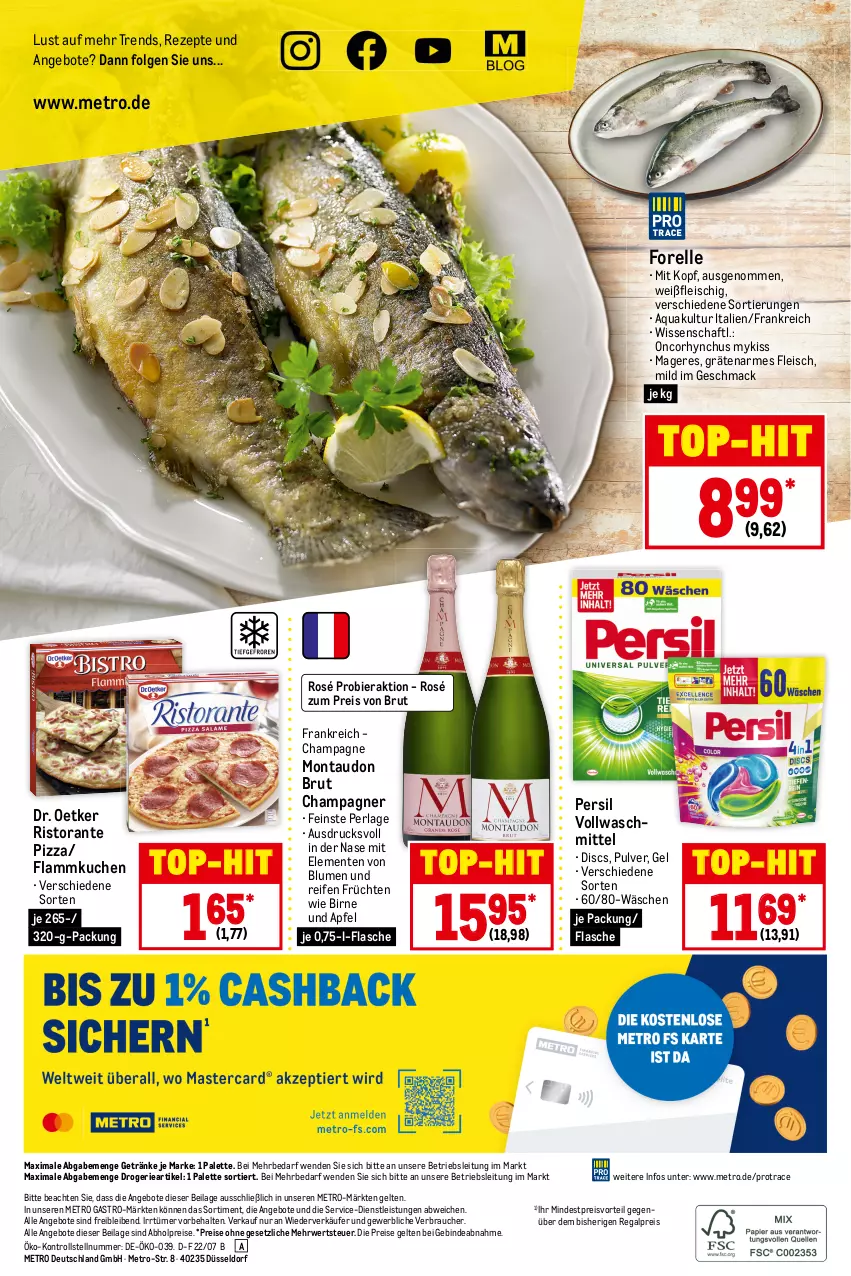 Aktueller Prospekt Metro - Food - von 14.07 bis 20.07.2022 - strona 20 - produkty: abholpreise, angebot, angebote, apfel, aqua, bier, blume, blumen, brut, champagne, champagner, Dr. Oetker, eis, elle, ente, flammkuchen, flasche, fleisch, forelle, früchte, früchten, getränk, getränke, ilag, kuchen, lamm, LG, mac, Metro, metro gastro, Palette, perla, persil, pizza, preisvorteil, Rauch, regal, reifen, reis, rel, rezept, rezepte, ristorante, ristorante pizza, rwe, Ti, top-hit, vollwaschmittel, waschmittel