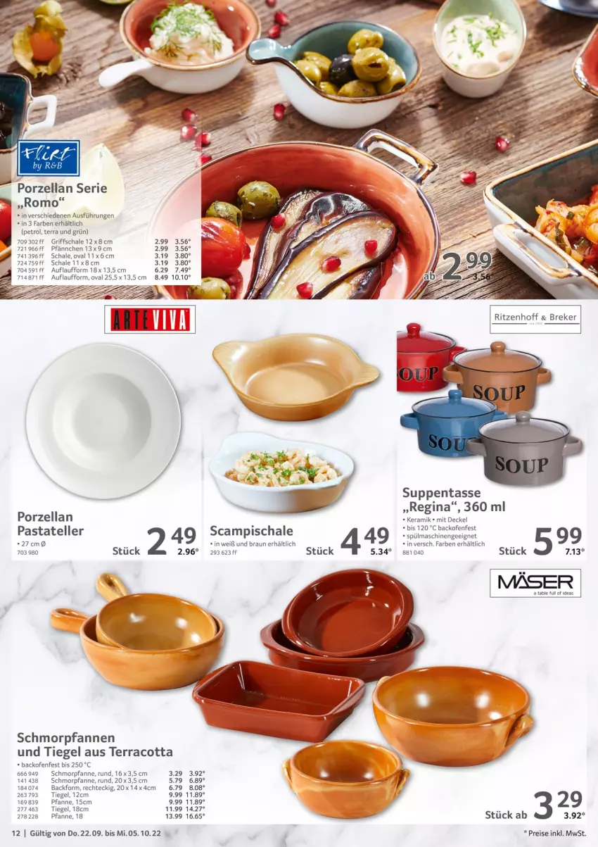 Aktueller Prospekt Selgros - Gastronomie - von 22.09 bis 05.10.2022 - strona 12 - produkty: Backform, backofen, braun, decke, Deckel, eis, elle, gin, Ofen, pasta, pfanne, pfannen, reis, Schal, Schale, schmorpfanne, spülmaschinen, suppe, suppen, tasse, teller, Ti