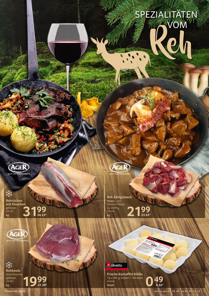 Aktueller Prospekt Selgros - Gastronomie - von 22.09 bis 05.10.2022 - strona 3 - produkty: axe, eis, fleisch, gulasch, Haxe, kartoffel, LG, Schal, Schale, Spezi