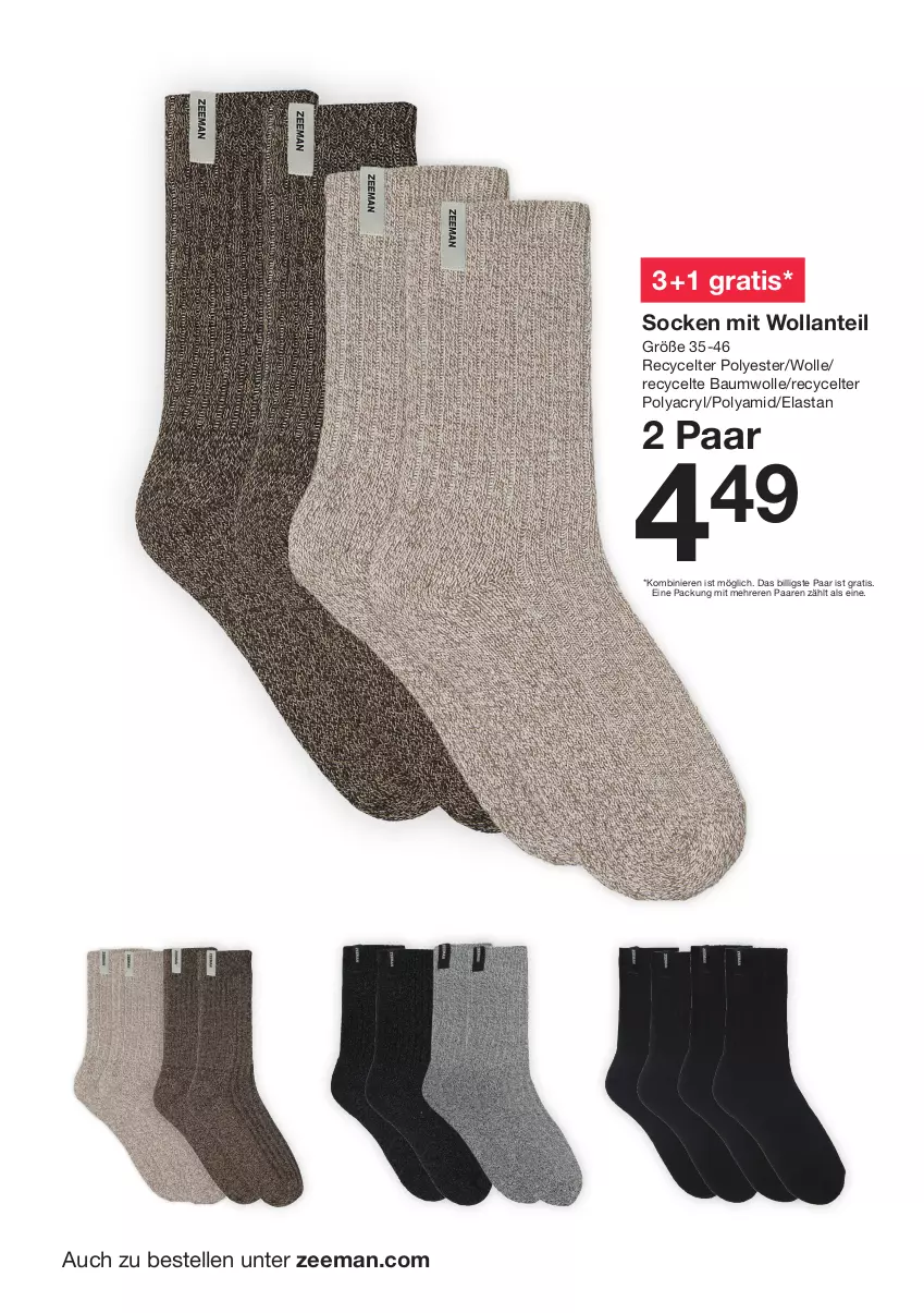 Aktueller Prospekt Zeeman - Prospekte - von 13.01 bis 19.01.2024 - strona 4 - produkty: Bau, baumwolle, elle, socken, Ti, wolle