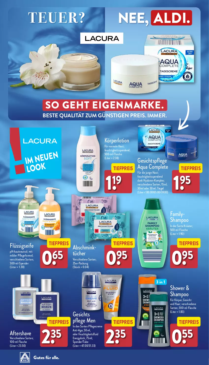 Aktueller Prospekt Aldi Nord - Von Montag - von 04.03 bis 09.03.2024 - strona 32 - produkty: aqua, creme, eis, flasche, flüssigseife, gesichtspflege, hyaluron, Körperlotion, kräuter, Lotion, Pflegecreme, reis, Seife, shampoo, Ti, tiefpreis, tücher