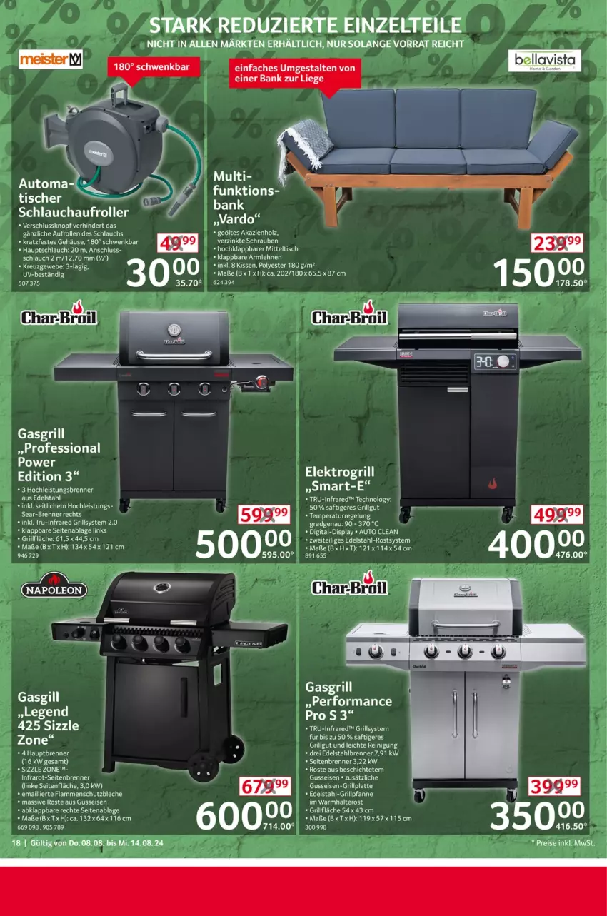 Aktueller Prospekt Selgros - Non Food - von 08.08 bis 14.08.2024 - strona 18 - produkty: armlehnen, auto, Bank, edelstahl, eier, eis, gasgrill, grill, grillfläche, grillplatte, Holz, kissen, lamm, latte, LG, Reinigung, reis, Roller, schlauch, schrauben, Ti, tisch, Zelt