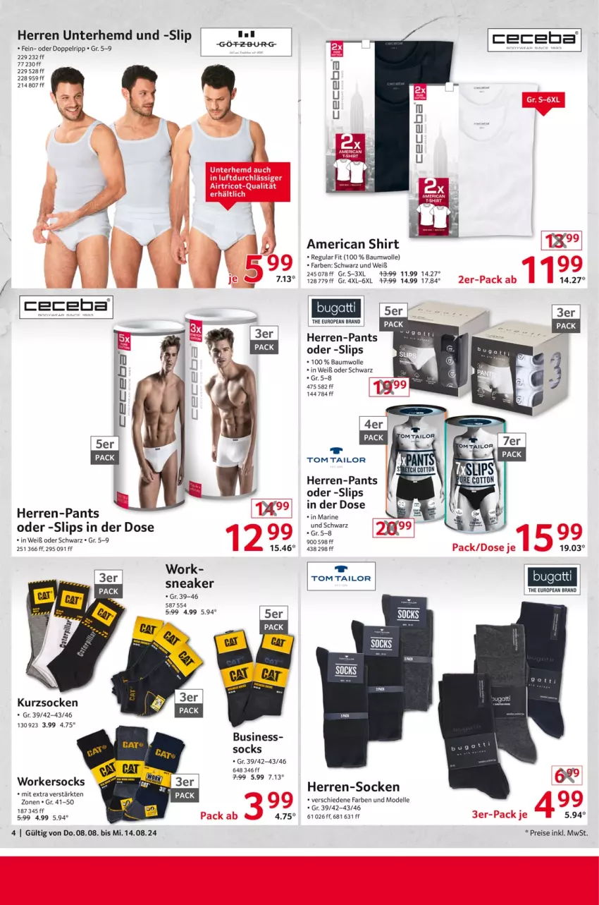 Aktueller Prospekt Selgros - Non Food - von 08.08 bis 14.08.2024 - strona 4 - produkty: Bau, baumwolle, dell, eis, elle, hemd, herren-pants, herren-socken, Mode, Pants, reis, shirt, slip, slips, sneaker, socken, Ti, tom tailor, Unterhemd, wolle