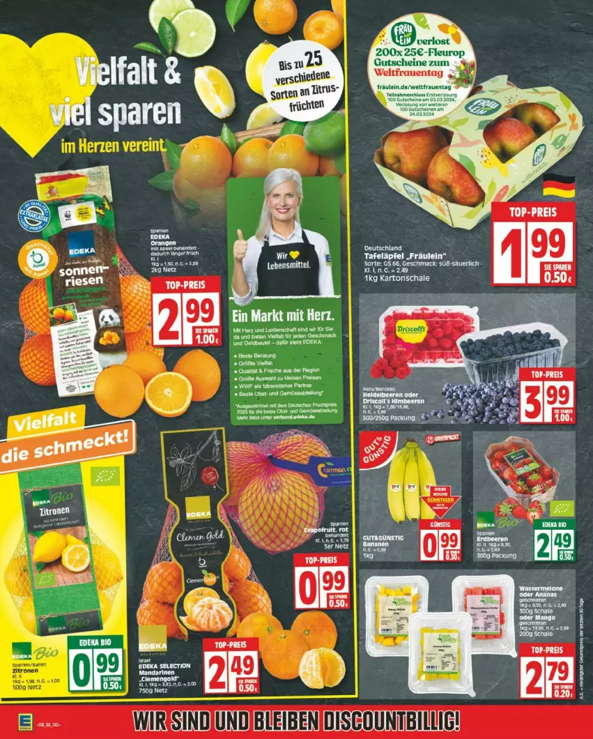 Aktueller Prospekt Edeka - Prospekte - von 19.02 bis 24.02.2024 - strona 2 - produkty: brut, discount, eis, gutschein, gutscheine, mandarine, mandarinen, reis, top-preis