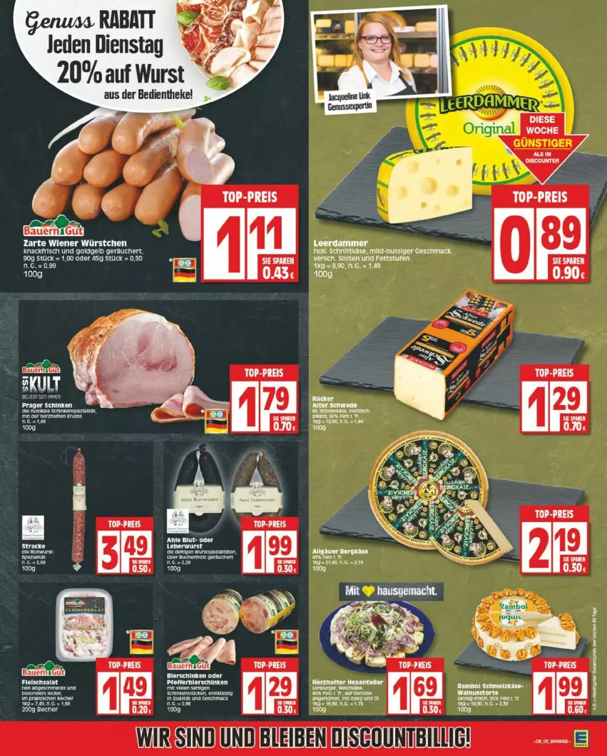 Aktueller Prospekt Edeka - Prospekte - von 19.02 bis 24.02.2024 - strona 5 - produkty: auer, Bau, Bauer, discount, eis, Käse, reis, Schmelzkäse, top-preis, wiener, wiener würstchen, wurst, würstchen