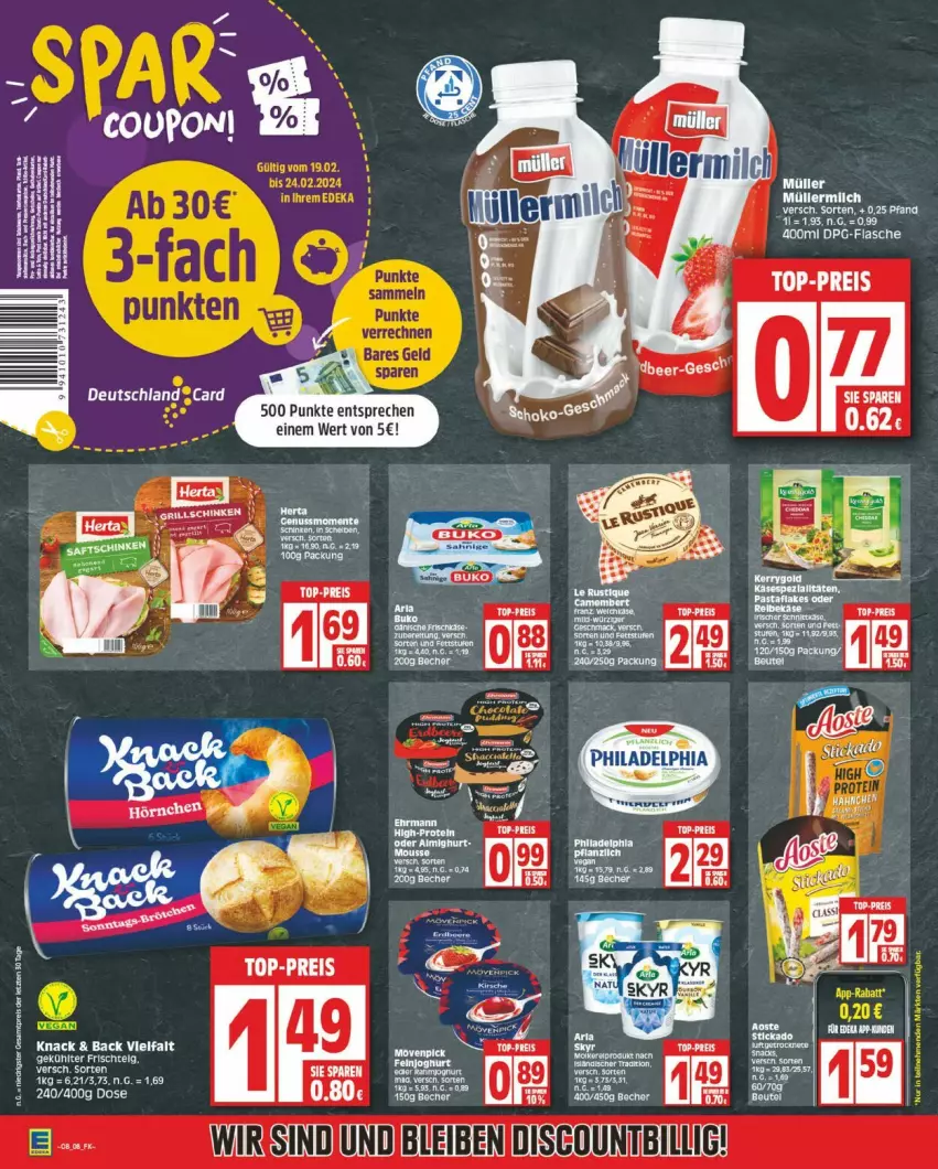 Aktueller Prospekt Edeka - Prospekte - von 19.02 bis 24.02.2024 - strona 8 - produkty: Bau, Becher, Müller, saft