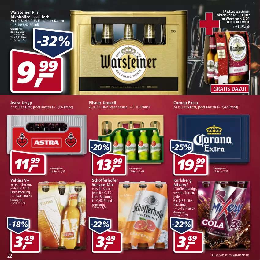 Aktueller Prospekt Real - Real Handzettel - von 17.01 bis 22.01.2022 - strona 22 - produkty: alkohol, Astra, bier, corona, corona extra, eis, karlsberg, karlsberg mixery, Mixer, mixery, pils, pilsner, pilsner urquell, reis, schöfferhofer, steiner, Ti, urtyp, veltins, warsteiner