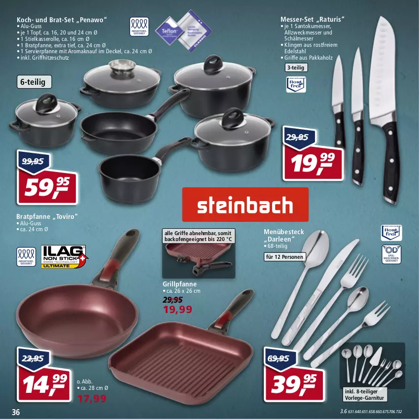 Aktueller Prospekt Real - Real Handzettel - von 17.01 bis 22.01.2022 - strona 36 - produkty: backofen, besteck, bratpfanne, decke, Deckel, edelstahl, garnitur, grill, Grillpfanne, Holz, knauf, messer, Ofen, pfanne, stielkasserolle, Ti, topf, weck