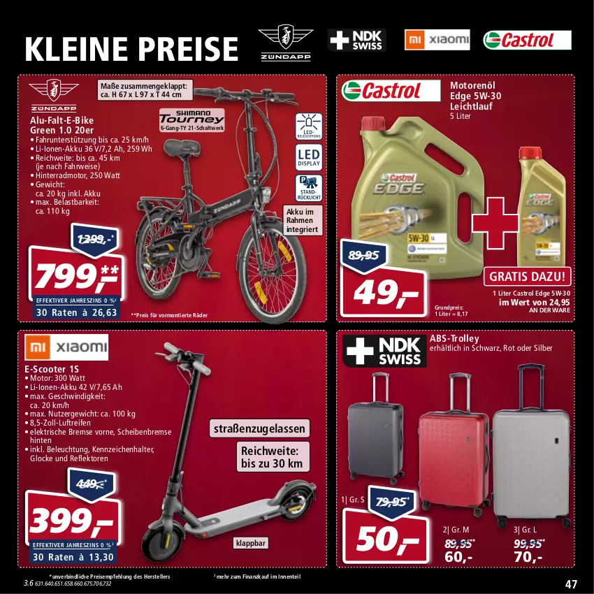 Aktueller Prospekt Real - Real Handzettel - von 17.01 bis 22.01.2022 - strona 47 - produkty: akku, beleuchtung, E-Bike, eis, elle, ente, leine, motorenöl, preis für vormontierte räder, reifen, reis, rwe, Schal, scooter, teller, Ti, trolley