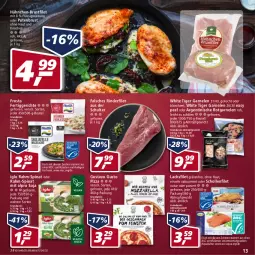 Gazetka promocyjna Real - Real Handzettel - Gazetka - ważna od 22.01 do 22.01.2022 - strona 13 - produkty: alpro, aqua, beutel, brustfilet, eis, fertiggericht, fertiggerichte, filet, fisch, fische, Fischer, frosta, garnelen, hähnchen-brustfilet, iglo, lachs, lachsfilet, natur, pizza, pute, putenbrust, rahm-spinat, reis, rind, rinder, rinderfilet, Schere, scholl, soja, spinat, Ti