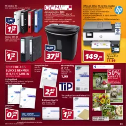 Gazetka promocyjna Real - Real Handzettel - Gazetka - ważna od 22.01 do 22.01.2022 - strona 43 - produkty: Aktenvernichter, auto, Brei, brie, collegeblock, din a4, drucker, eis, elle, ente, fenster, korb, office, OfficeJet, ordner, papier, prospekthüllen, reis, Tasche, teller, Ti, Tiere, touchscreen, uhr