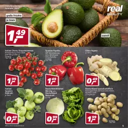 Gazetka promocyjna Real - Real Handzettel - Gazetka - ważna od 22.01 do 22.01.2022 - strona 5 - produkty: avocado, beutel, eis, früchte, ingwer, kartoffel, kartoffeln, kohlrabi, paprika, Rauch, reis, Schal, Schale, speisekartoffeln, strauchtomaten, Ti, tomate, tomaten, Wirsing