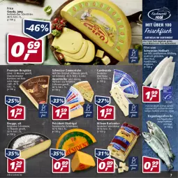 Gazetka promocyjna Real - Real Handzettel - Gazetka - ważna od 22.01 do 22.01.2022 - strona 7 - produkty: angebot, angebote, appenzeller, aqua, Bergkäse, burlander, cambozola, deutscher schnittkäse, deutscher weichkäse, elle, emmentaler, filet, fisch, fische, Fischer, forelle, frico, frischfisch, gin, gouda, hartkäse, holländischer schnittkäse, Käse, LG, milch, milram, rel, Schere, schnittkäse, Ti, tisch, weichkäse, Wild