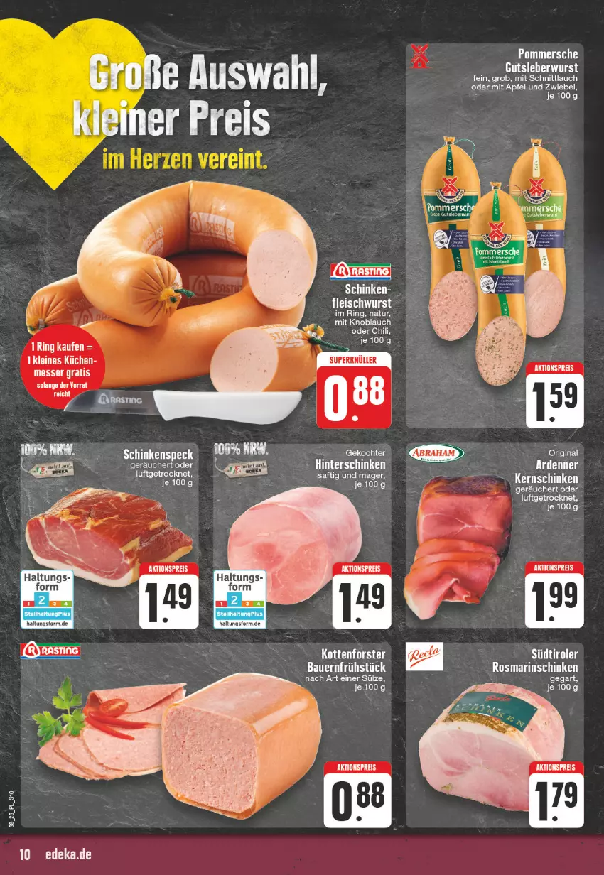 Aktueller Prospekt E Center - Angebote der Woche - von 18.09 bis 23.09.2023 - strona 10 - produkty: aktionspreis, apfel, auer, Bau, Bauer, chili, eis, gin, kernschinken, knoblauch, küche, Küchen, leine, messer, mit knoblauch, natur, reis, ring, schinken, schinkenspeck, schnittlauch, Speck, Ti, zwiebel