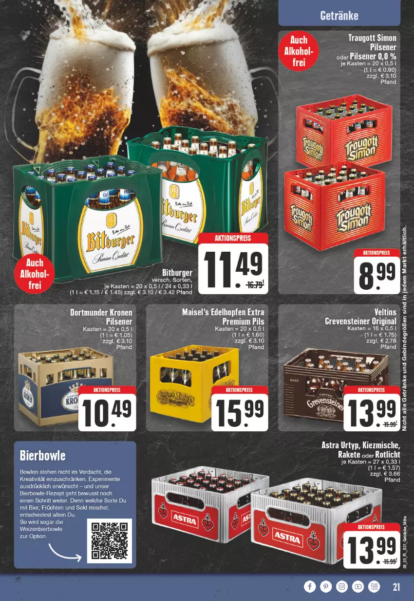 Aktueller Prospekt E Center - Angebote der Woche - von 18.09 bis 23.09.2023 - strona 21 - produkty: Astra, bier, bowle, ente, früchte, früchten, getränk, getränke, gin, grevensteiner, LG, mais, rezept, sekt, steiner, Ti, urtyp