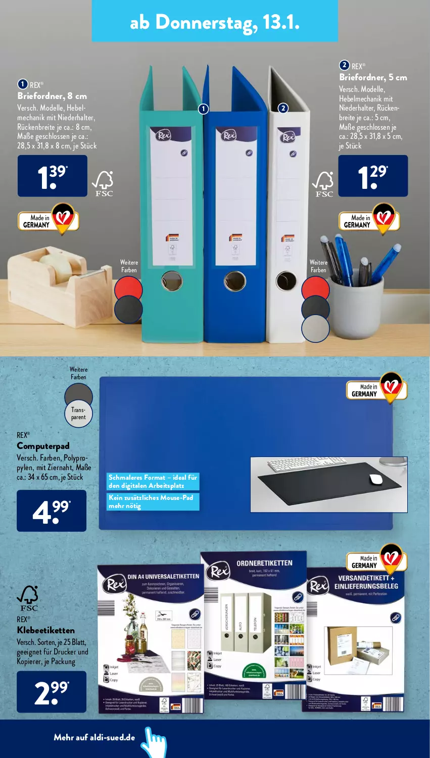 Aktueller Prospekt AldiSud - ALDI Aktuell - von 10.01 bis 15.01.2022 - strona 22 - produkty: aldi, Brei, brie, computer, dell, drucker, elle, Kette, Mode, ordner, pute, Ti