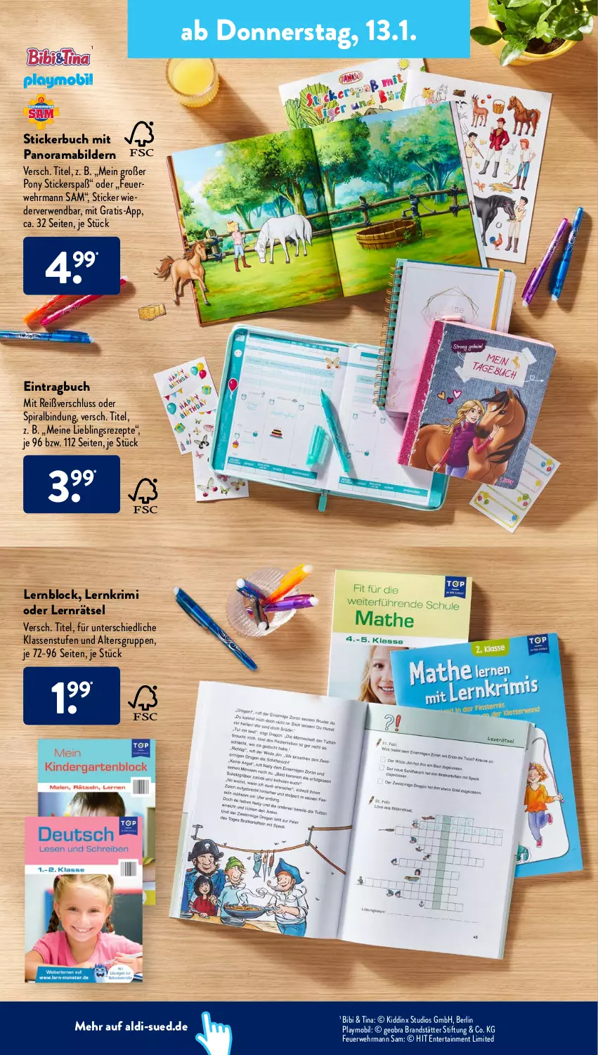 Aktueller Prospekt AldiSud - ALDI Aktuell - von 10.01 bis 15.01.2022 - strona 26 - produkty: aldi, buch, ehrmann, ente, mab, playmobil, rama, rezept, rezepte, rwe, Stickerbuch, Ti