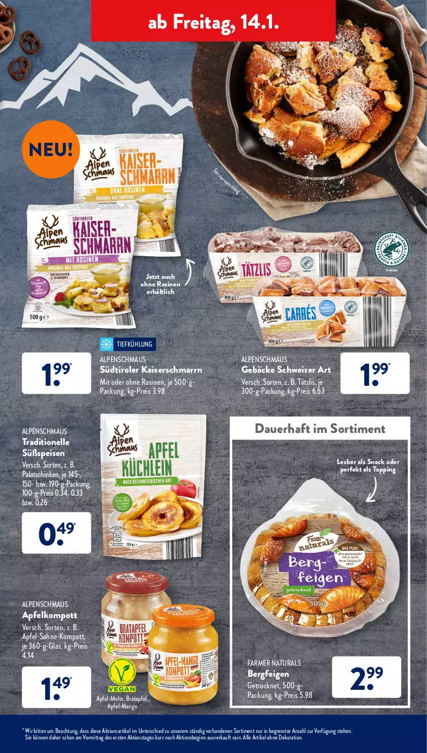 Aktueller Prospekt AldiSud - ALDI Aktuell - von 10.01 bis 15.01.2022 - strona 41 - produkty: alle artikel ohne dekoration, apfel, auer, dekoration, eis, elle, Feigen, gin, Kaiser, Kaiserschmarrn, mango, Maus, natur, natura, reis, sahne, schinken, snack, südtiroler, Ti, ZTE