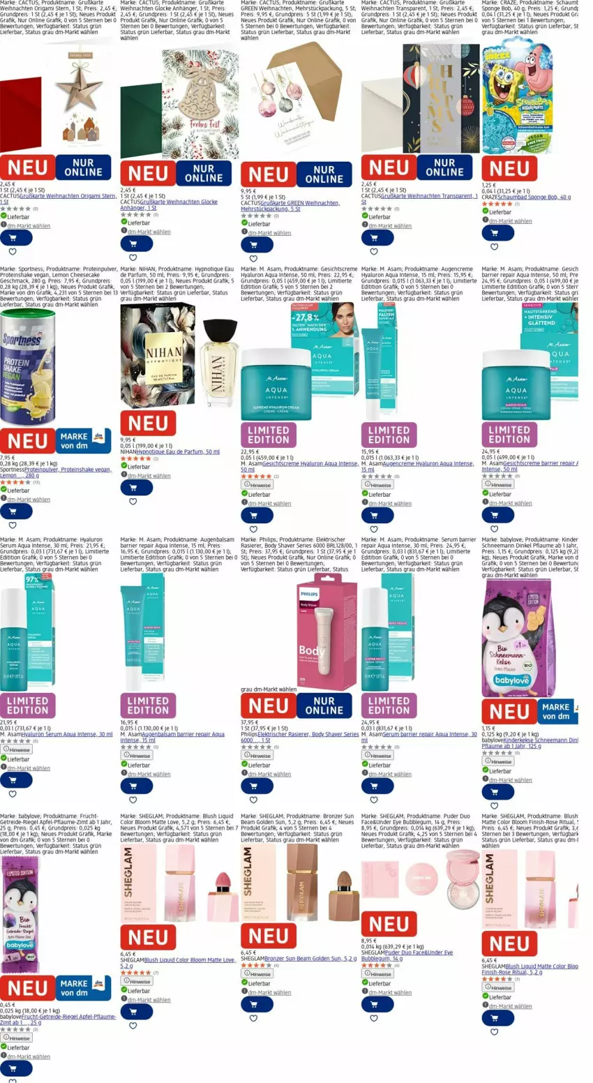 Aktueller Prospekt Dm Drogerie - Prospekte - von 13.10 bis 22.10.2025 - strona 10 - produkty: Anhänger, apfel, aqua, Babylove, Bad, balsam, body, cheesecake, creme, Eau de parfum, eis, Finish, frucht, Gesichtscreme, hyaluron, Kinder, latte, mac, parfum, pflaume, Philips, rasierer, reis, Ria, riegel, rum, schaumbad, Serum, shake, Shaver, Sport, Ti, weihnachten