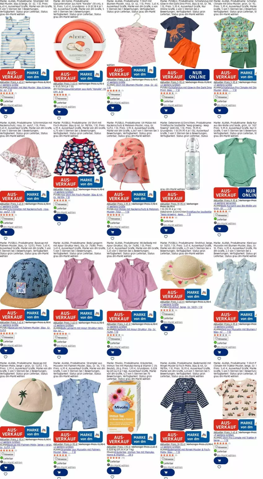 Aktueller Prospekt Dm Drogerie - Prospekte - von 13.10 bis 22.10.2025 - strona 21 - produkty: Anzug, Astra, Bad, Bau, beutel, bio, blume, blumen, body, Cap, eis, elle, fisch, flasche, honig, kleid, kräuter, melone, melonen, Mütze, nuk, reis, Ria, ring, Rowi, Schlafanzug, shirt, Strampler, Strohhut, T-Shirt, tee, Ti, trinkflasche, Untersetzer, usb, vita, Wels, WICK, Wickelbody, wolle