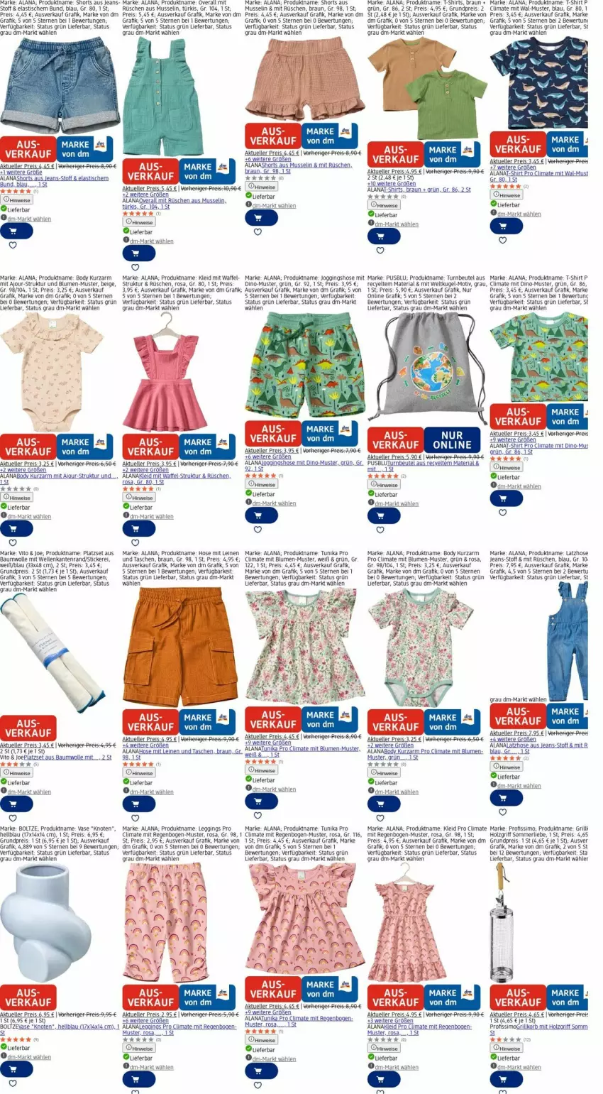 Aktueller Prospekt Dm Drogerie - Prospekte - von 13.10 bis 22.10.2025 - strona 22 - produkty: akku, asti, Bau, baumwolle, beutel, blume, blumen, body, braun, eis, elle, gin, grill, Holz, hose, jeans, kleid, Kugel, Latzhose, leggings, leine, merl, Overall, Profissimo, reis, Ria, shirt, shirts, shorts, sim, T-Shirt, Tasche, taschen, tee, Ti, tisch, tunika, usb, Vase, wolle